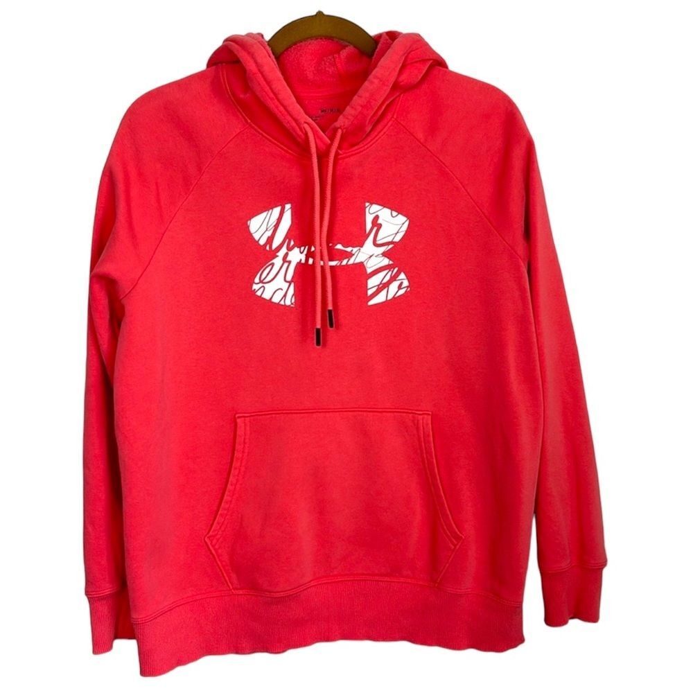 UNDER ARMOUR pink women’s hoodie with White graphic size MEDIUM cotton blend
